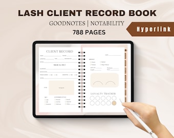 HYPERLINK Digital Lash-klantenboek Goodnotes | Opmerkelijk, wimperklantgegevens, wimperklantgegevens