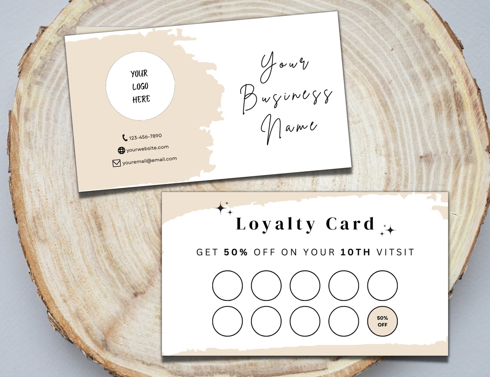 Modern Business Customer Loyalty Card Template, Editable Punch Loyalty ...