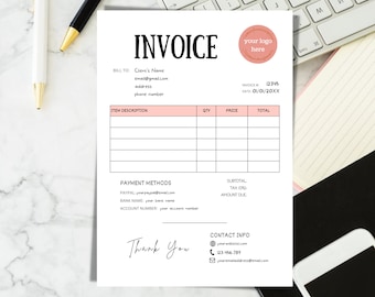 Digital Invoice Template | Download Printable Order Forms | Simple Editable Small Business Form | Wholesale Billing Forms Canva Template