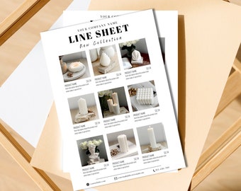Productcatalogus, regelsjabloon voor groot- en kleinbedrijf, prijslijstsjabloon op canva bewerkbaar, verkoopbladformaat A4 en US Letter