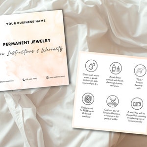 Permanent Jewelry Business Starter Kit, Permanent Jewelry Consent Forms,  Permanent Jewelry Warranty Card, Permanent Jewelry Instagram Posts 