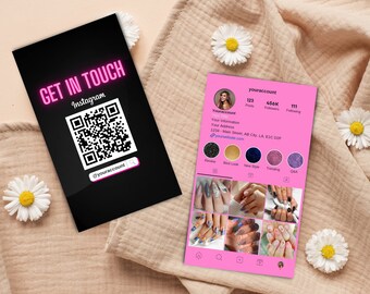 2024 Black Pink Instagram Business Card Template, Professional Lash Tech Business Card, IG Business Card Template, Influencer Business Card