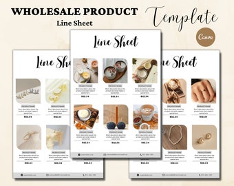 Productcatalogus, regelsjabloon voor groot- en kleinbedrijf, prijslijstsjabloon op canva bewerkbaar, verkoopbladformaat A4 en US Letter