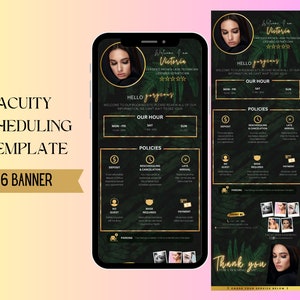 Tropical Editable Acuity Scheduling Template, Black Gold DIY Booking Site Template, Lash Tech, Acuity Revamp, Esthetician Acuity Banners