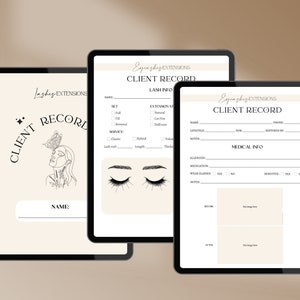 Digitaal wimperklantrecordboek, Goodnotes, Notability, wimperextensieformulieren, bewerkbare wimperklantinformatie, wimpernazorgkaart