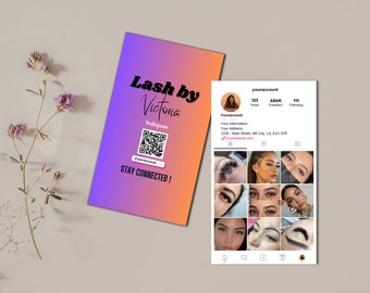 Modelo de cartão de visita do Instagram, cartão de visita profissional Lash Tech, modelo de cartão de visita IG, cartão de visita influenciador, cartão moderno