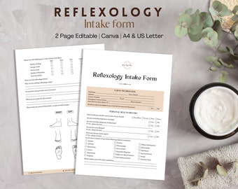 Formulario de admisión de reflexología, formulario de consulta de masaje de pies, notas SOAP de reflexología, formulario de reflexología tamaño A4 y carta estadounidense