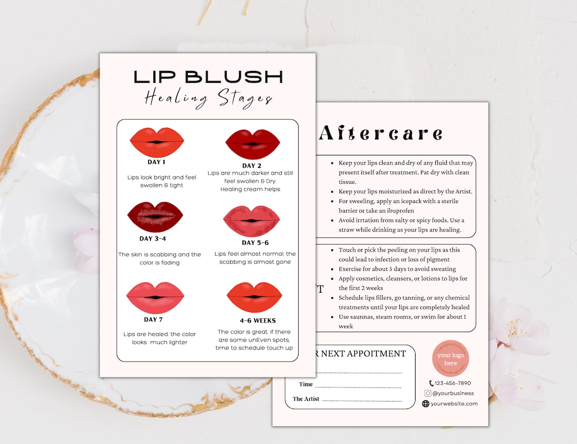 PMU Lip Blush Template DIY Aftercare PMU Card Instruction Etsy Canada