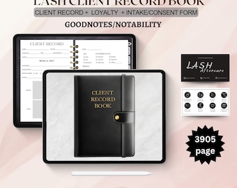 HYPERLINK Digitaal Lash-klantrecordboek Goodnotes | Opmerkelijkheid, Wimperverlengingsformulieren, Wimperklantinformatie, Wimpernazorgkaart