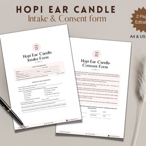 Hopi Ohrkerzen Intake Form, Hopi Ohrkerzen Einverständniserklärung, Canva Template Größe A4 & US Letter