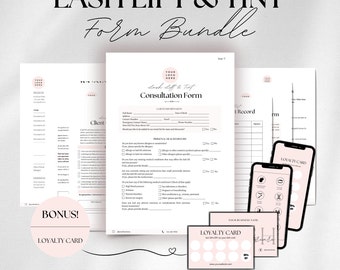 Lash Lift and Tint Form Bundle Printable Lash Lift Consent Forms Editable Esthetician Templates Lash Lift Aftercare Card Beauty Salon Forms