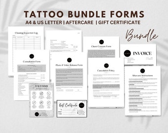 Tattoo Form Bundle, Small Tattoo Form, Editable Tattoo Consent Form, Tattoo Intake Form, Tattoo Artist Business Forms, Tattoo Artist Forms