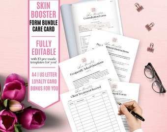 BEWERKBARE Skin Booster Toestemmingsformulier Gezichtsvullers Toestemmingsformulier schoonheidsspecialiste Injectables Huidverzorging Nazorg Huidvuller Intakeformulier voor klanten