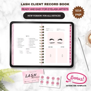 HYPERLINK Digitaal Lash-klantrecordboek Goodnotes | Opmerkelijkheid, formulieren voor wimperextensies, klantinformatie voor wimpers, roze wimpernazorgkaart