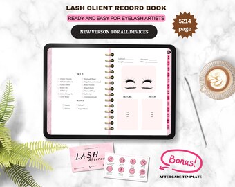 HYPERLINK Digitaal Lash-klantrecordboek Goodnotes | Opmerkelijkheid, formulieren voor wimperextensies, klantinformatie voor wimpers, roze wimpernazorgkaart