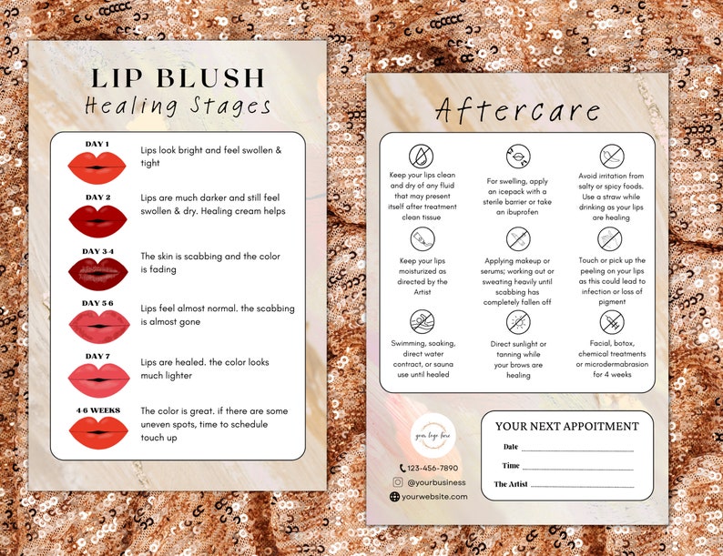 DIY Lip Blush Template PMU Aftercare Instruction Lip Blush Etsy UK