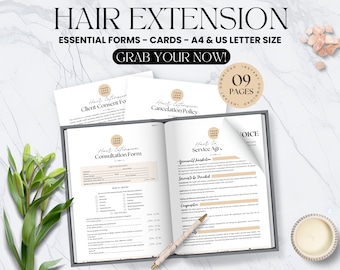 BEWERKBARE Hair Extensions Contract Haar Consultatieformulier Hair Extensions Nazorgkaart Hair Extensions Overeenkomst Kappers Haarstylist