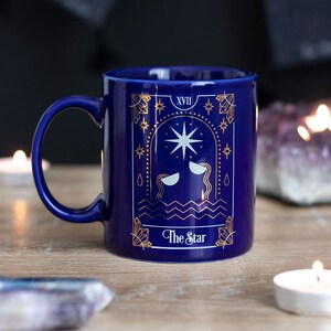 Tarot Themed Mug, The Star Tarot Card Coffee/Tea Mug. Coffee mug, tea cup, goth home, goth kitchen, halloween home, unusual gift.