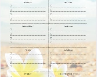Digital Weekly Planner, Printable Weekly Planner, Weekly To Do List, Nature, Sunset, Palms Beach, Letter, Half Letter, A4, A5, Island