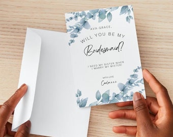 Will you be my Bridesmaid? | Will you be Maid of Honour? | Bridesmaid Proposal Card Template