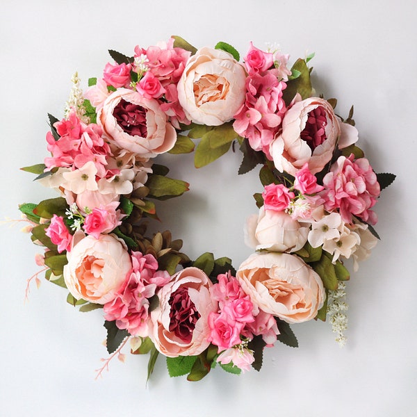 Beautiful pink Peony Door Wreath