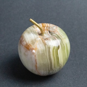Green Marble Apple with Stem, Unique Decorative Sculpture, Natural green solid stone, healing calming stone, home decor, office space decor