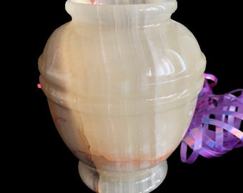 Petit Vase Onyx Marbré Et Métal - Déco Vintage