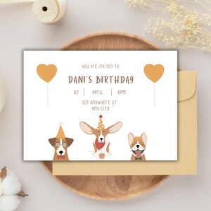 Paw-ty Time Delight, Personalized Digital Dog Birthday Card, Fetch the Fun, Birthday invitation card, digital file, printable file,dog lover