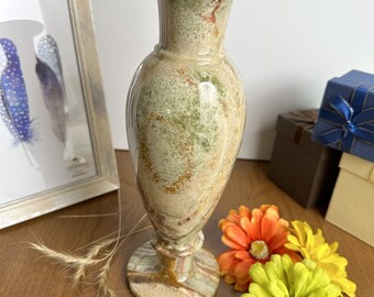 10インチの美しいグリーンの大理石の花瓶：ご自宅やオフィスの装飾に