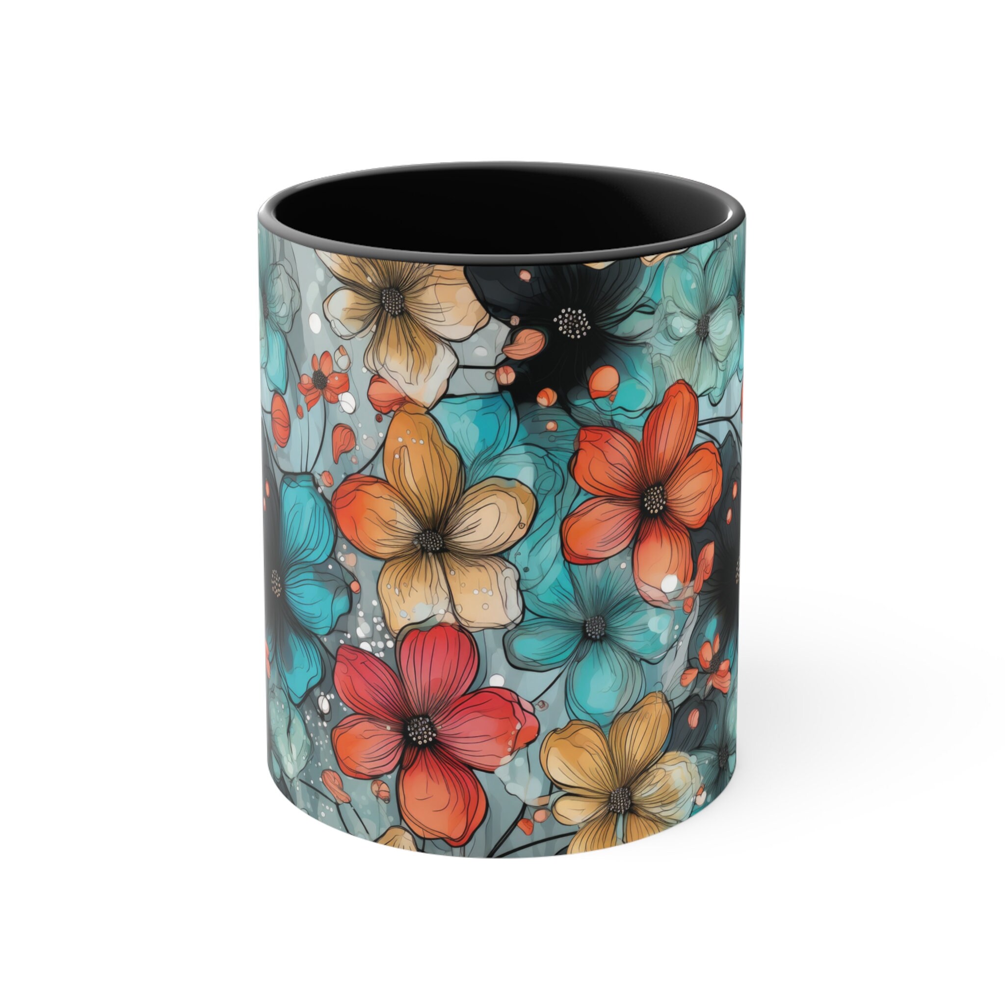 Floral Elegant 11oz mug, Gift Coffee Mug, Botanical Floral Tea Mug, Colourful Floral mug, Mug for Your Daily Sips, all season charm