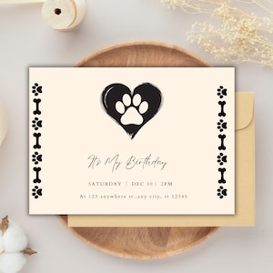 Paw-ty Time Delight, Personalized Digital Dog Birthday Card, Fetch the Fun, Birthday invitation card, digital file, printable file,dog lover