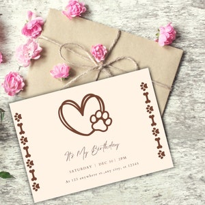 Paw-ty Time Delight, Personalized Digital Dog Birthday Card, Fetch the Fun, Birthday invitation card, digital file, printable file,dog lover