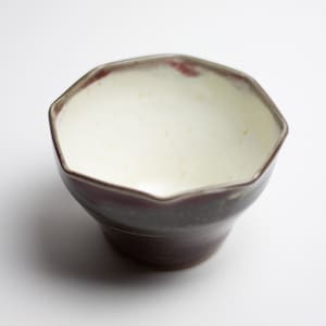 Red flower shape bowl hand made hand carved