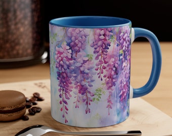 Purple Wisteria Flower Vines dense design 11 oz Mug, Elegance in Every Sip, coffee mug, all season mug, gift for all occasions,