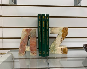 Marble/Onyx Bookend Letter A and Z shapes, Natural, Solid Stone, Decorat your home office, bookshelf, study, fire place hand made hand craft