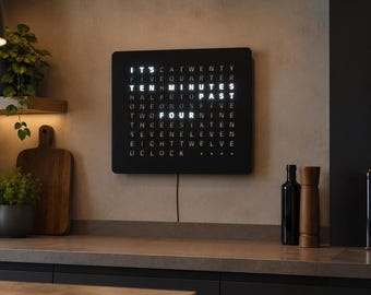 Word Clock XL English – Unique Wall Clock | Modern Design Clock | Personalized Gift, Large Home Decor