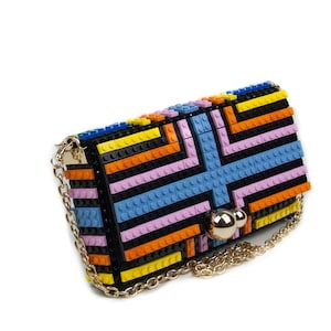 Cartera cuadrada con dibujo de rayas multicolor - Cambia su dibujo cuando quieras -  Bloques tipo Lego de alta calidad - Envío Gratuito