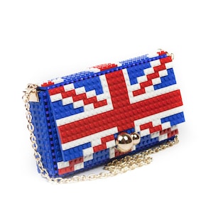 Cartera cuadrada  con dibujo de bandera del reino unido - Cambia su dibujo cuando quieras -  Bloques tipo Lego de alta calidad