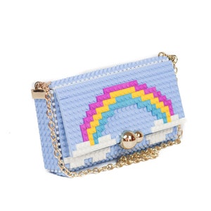 Cartera cuadrada con dibujo de un arcoiris - Cambia su dibujo cuando quieras - Blokken met Lego-materiaal - Gratis