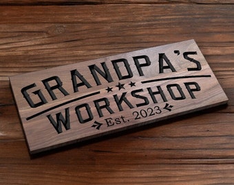 Garage Sign Custom Wood Sign for Day or Grandpa's Workshop Sign Gift For Him Dad Man Cave Gift Custom Wooden Signs & Gifts Rustic Handmade