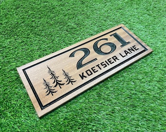 Custom Carved Wood Address Sign: Rustic Cabin Decor