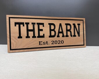 Personalized Barn Sign with Established Date, Custom Wood Barn Name Sign, Farm Decor, Ranch Sign, Carved Hardwood Gift for Farmer