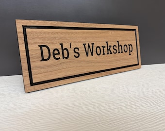 Personalized Women's Workshop Sign, Custom Craft Room Sign, She Shed Sign, Gift for Her, Carved Wood Studio Sign for Women
