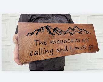 Mountains Are Calling Wood Sign: Rustic Cabin Decor