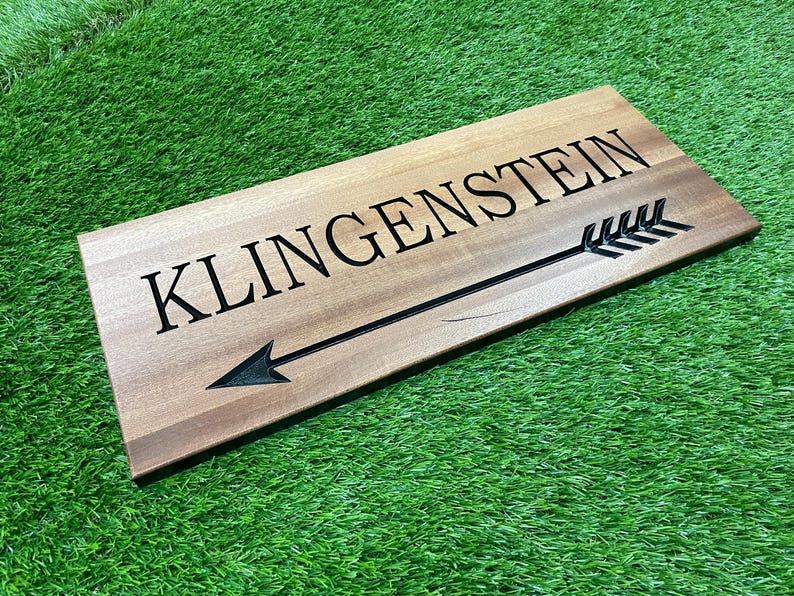 House Number Sign With Arrow Left / Right Engraved Wood Address Sign