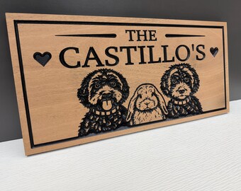 Custom Pet Lovers Sign, Family Name with Your Pets