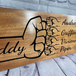 Fist Bump Dad And Kids Custom Sign Gift From Kids Sign Gifts For Dad Father&#39;s Day Gift Unique Gift For Dad Sign With Kids Names Grandpa Gift