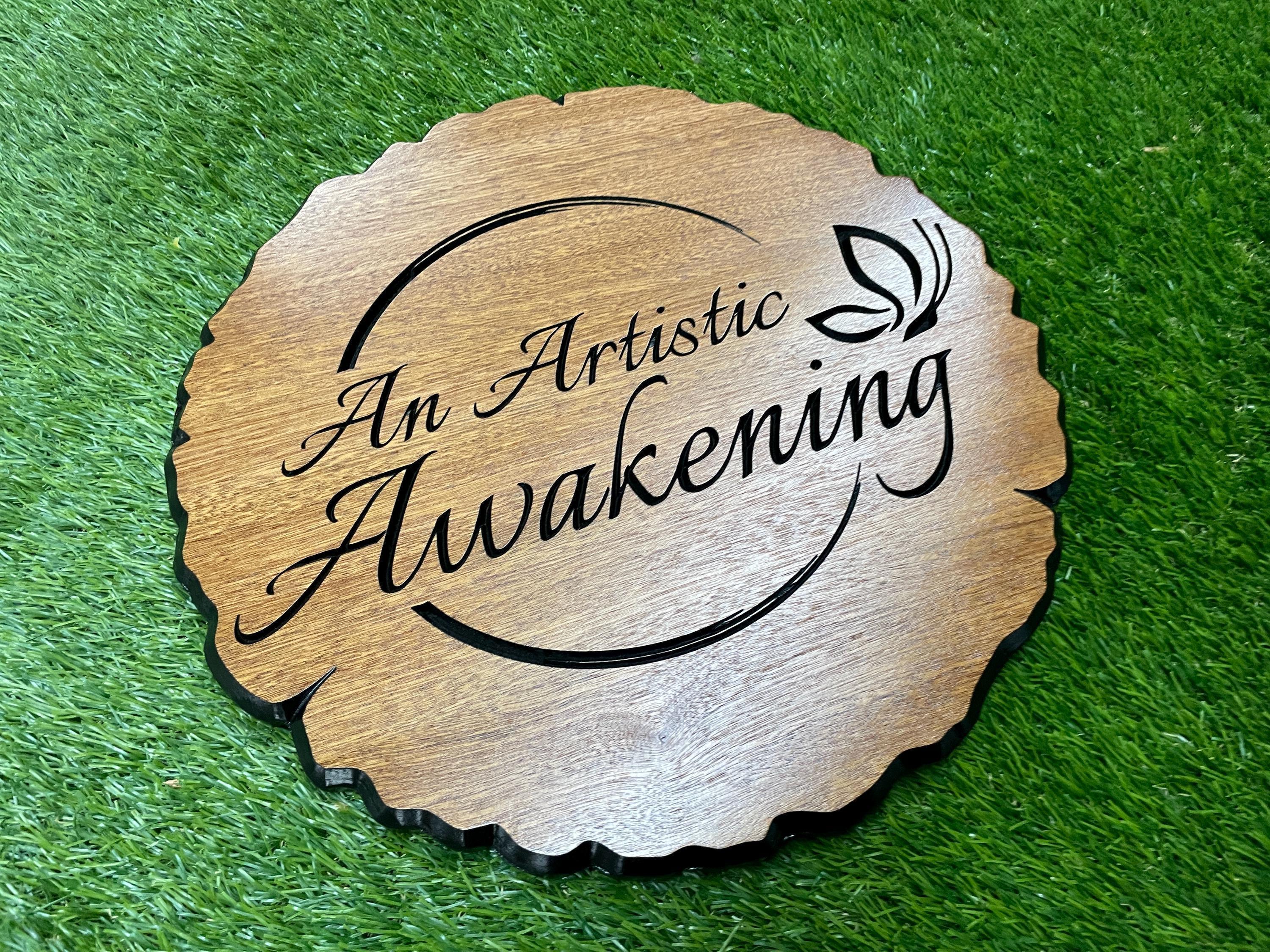 Custom Wood Storefront Sign: Round Business Logo Sign, Handmade - Etsy