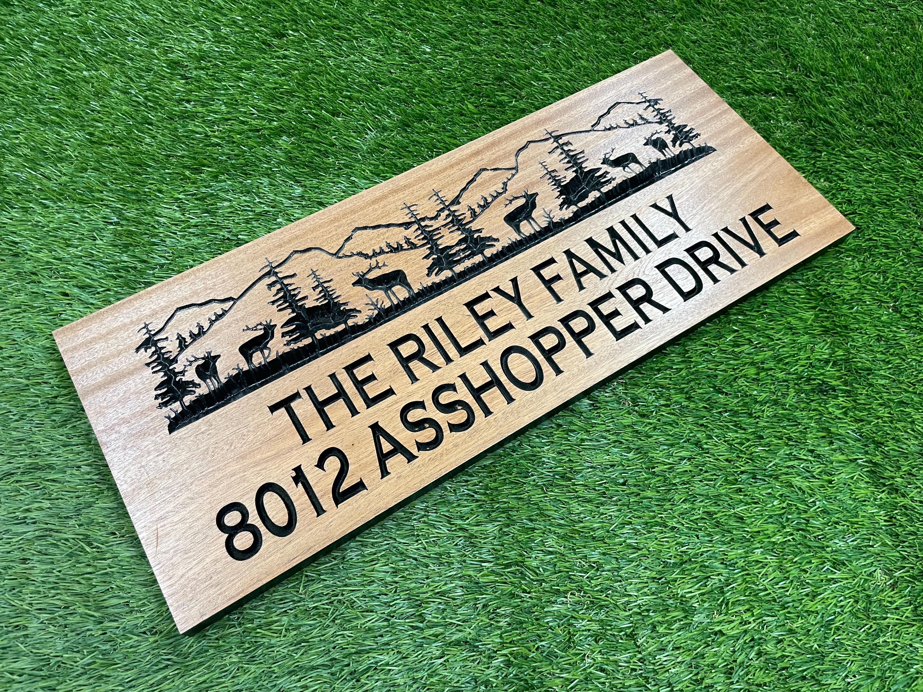 Personalized Rustic Wood Sign: Cabin, Address, Welcome