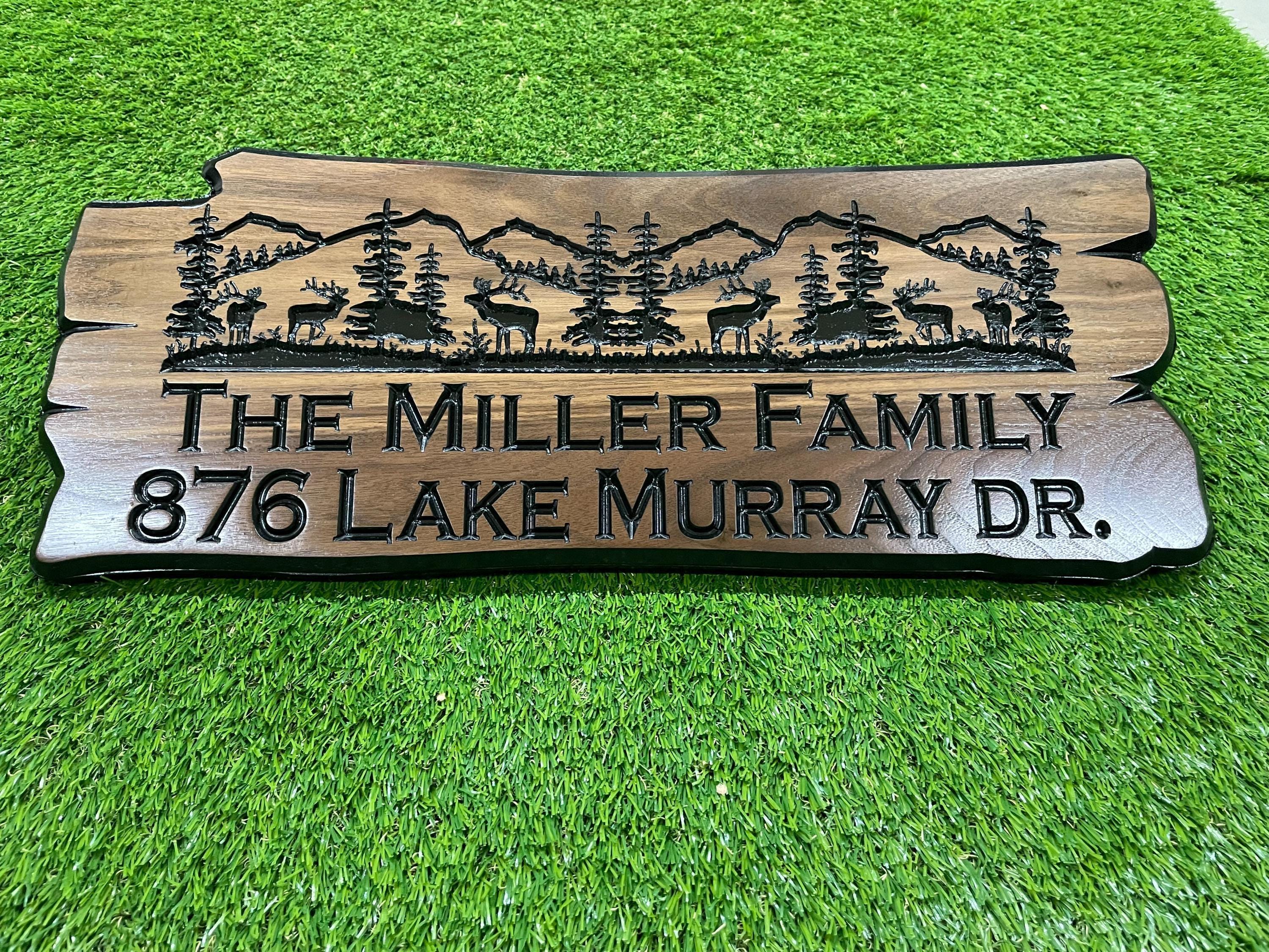 Personalized Rustic Wood Sign: Cabin, Address, Welcome